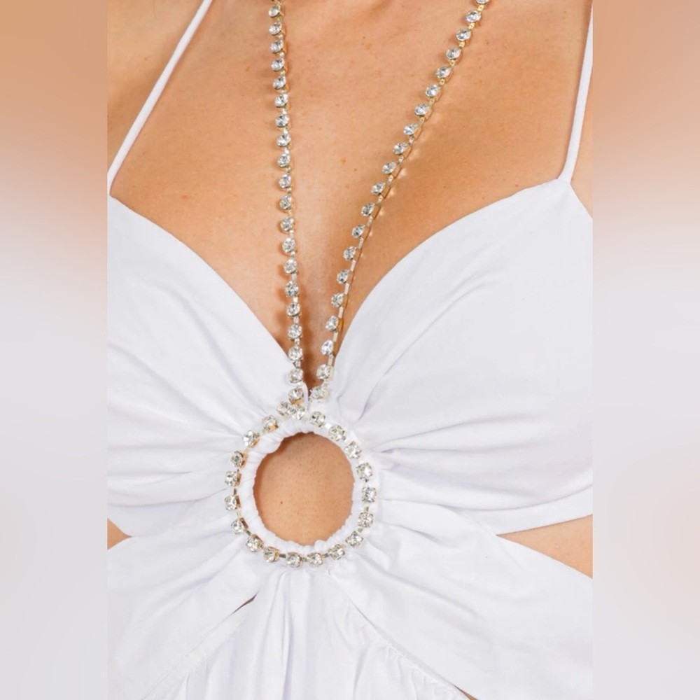 Women’s White Sleeveless open back key hole Midi Dress NWT - Picture 7 of 9